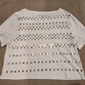 J Crew NWOT Sequin Embellished Boatneck Top L